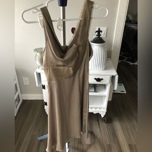Alysi olive green/tan satin  dress